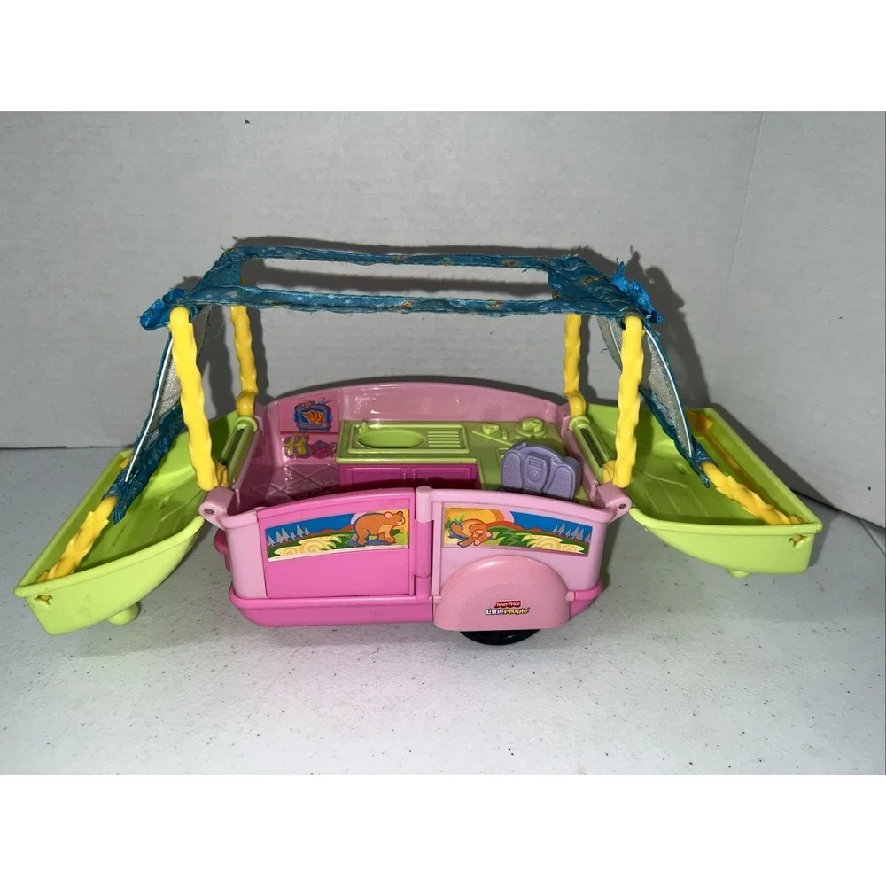 Little People Pop-up Camper Toy Pink Fisher Price 2007 Mattel Sound Works
